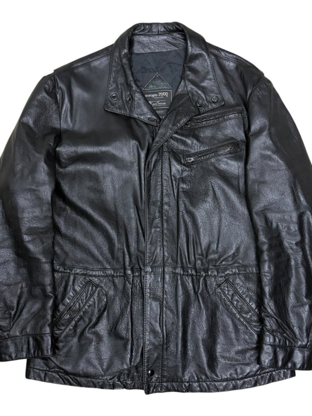 JACK FRASER LEATHER COAT Europa 2000 Vintage 80s Bomber Jacket Mens XL